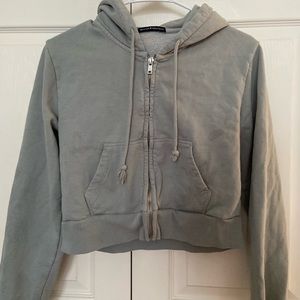 brandy melville light green cropped zip up